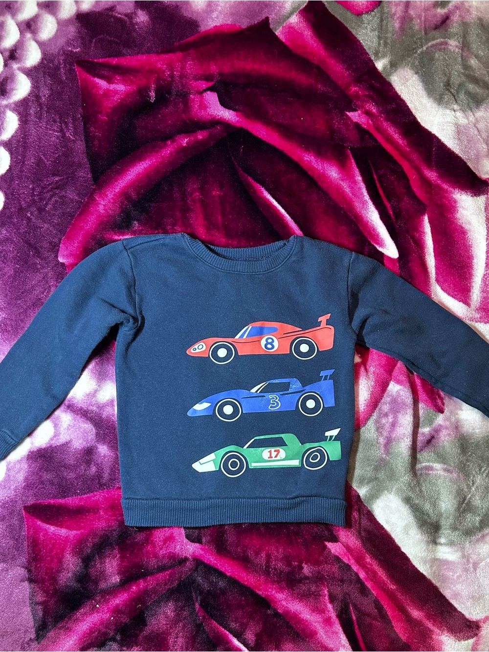 Garanimals Navy Sweatshirt with Red, Blue and Green Race Cars